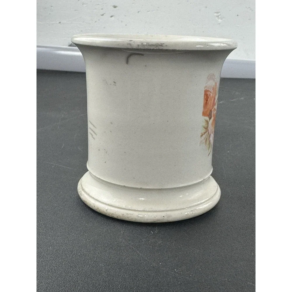 Antique Pottery Collective Shaving Mug Semi Vitreous Porcelain Floral Design